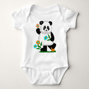 Baby Kids Panda mit Blumen 2 Strampler