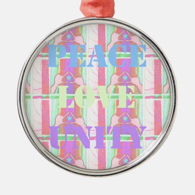 Baby Kids Peace Liebe Unity Hakuna Matata design.p Ornament Aus Metall (Vorne)