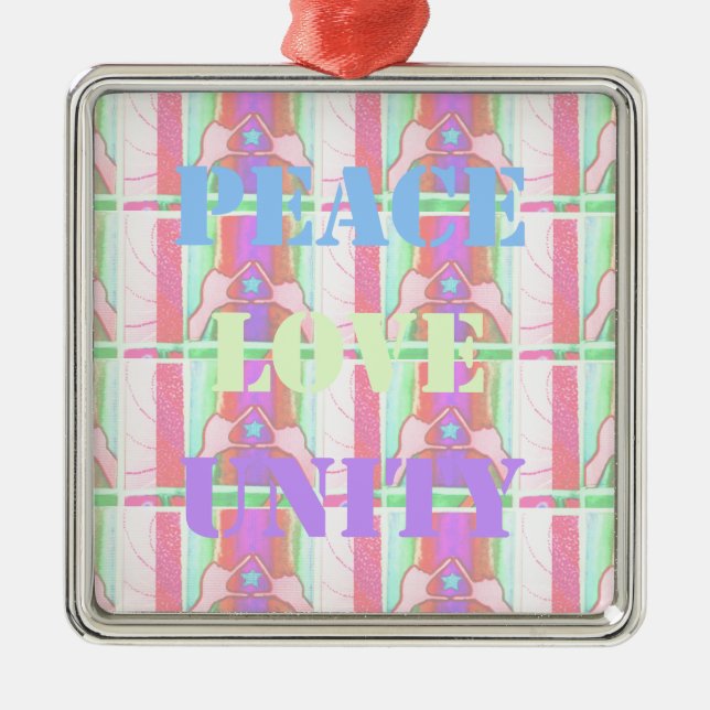 Baby Kids Peace Liebe Unity Hakuna Matata design.p Silbernes Ornament (Vorne)