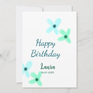 Baby Kinder 1. Geburtstag Name blau grün Pastell  Einladung
