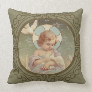 Baby-Kinderjesus-Tauben-Halo-dekorative Grenze Kissen
