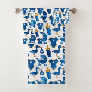 Baby Kinderzimmer Blue Bottle Carriage Storch Must Badhandtuch Set