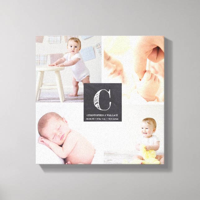 Baby Kinderzimmer FotoCollage | Kopfbrett Etch Leinwanddruck (Vorderseite)