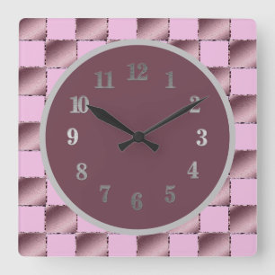 Baby Kinderzimmer Seide Rosa Lila Square Muster Qu Quadratische Wanduhr