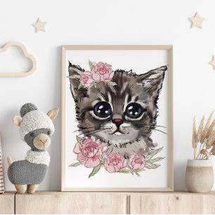 Baby Kitten Rose Personalisiert Poster   Wall Prin