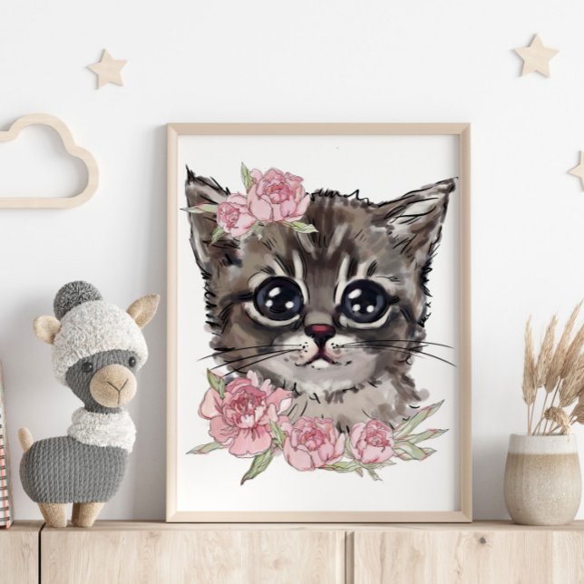 Baby Kitten Rose Poster personnalisé | Impression  (Créateur téléchargé)