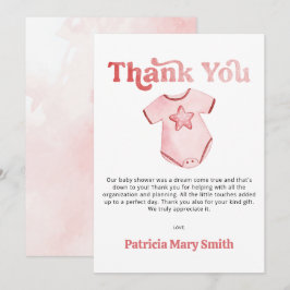 Baby Kleidung Pink Girl Baby Dusche Danke Karte