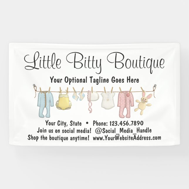 Baby-KleidungClothesline scherzt Kleidungs-Butike Banner (Horizontal)