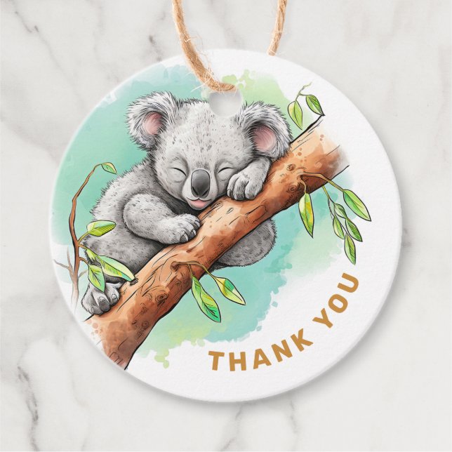 Baby Koala Babydusche Vielen Dank Geschenkanhänger (Vorderseite)