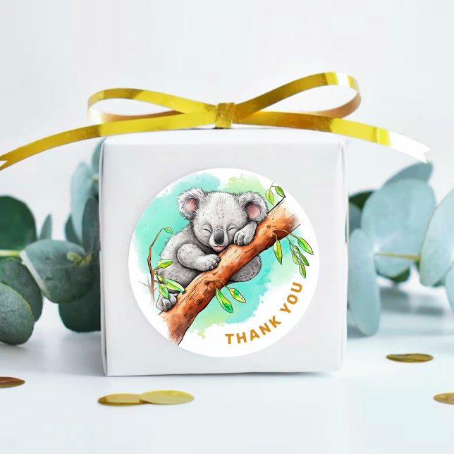 Baby Koala Babydusche Vielen Dank Runder Aufkleber (Von Creator hochgeladen)