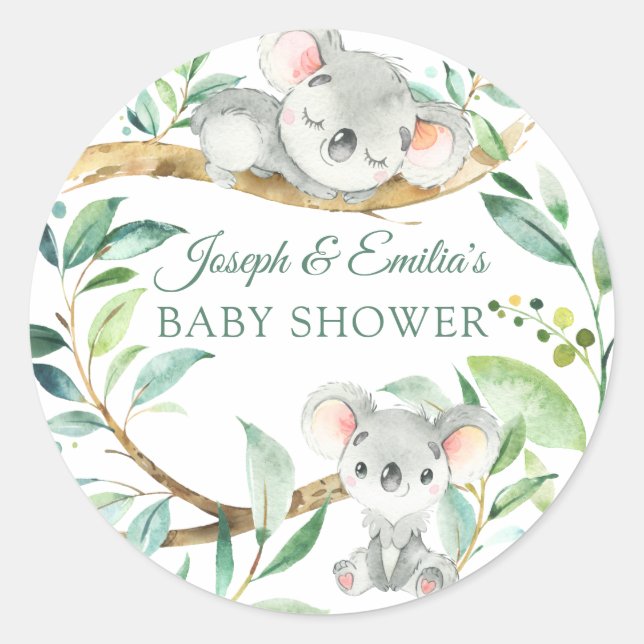 Baby Koala Bear Babydusche Runder Aufkleber (Vorderseite)