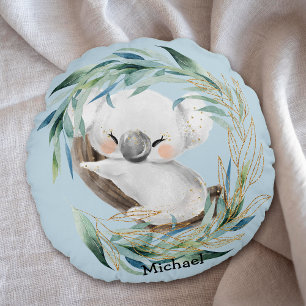 Baby Koala Bear im Kinderzimmer Wreath Rundkissen Rundes Kissen