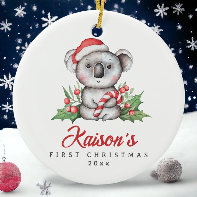 Baby Koala First Christmas Custom Keramik Ornament (Von Creator hochgeladen)