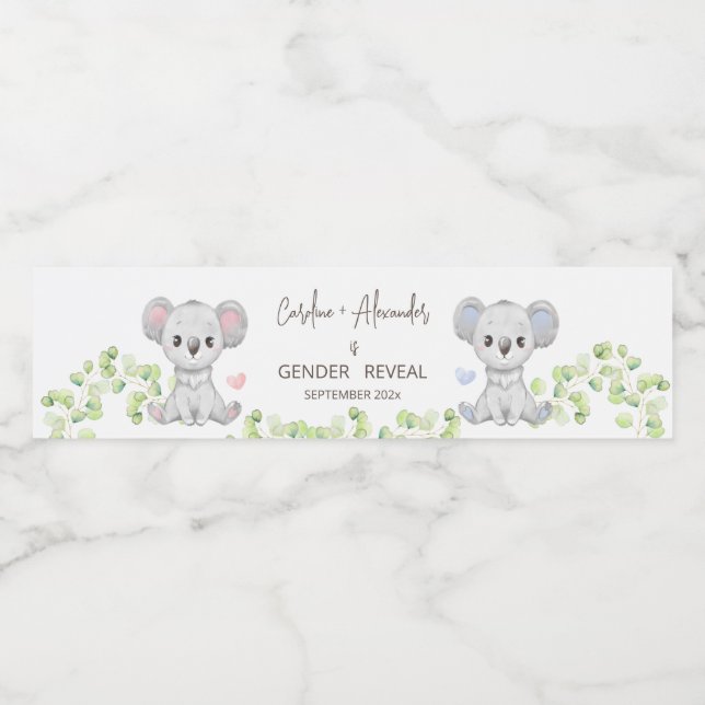 Baby Koala Geschlecht offenbart Party Water Labels (Einzelnes Label)