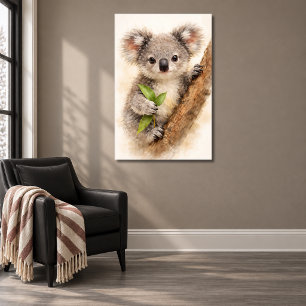 Baby Koala Joey hält Zweig Poster