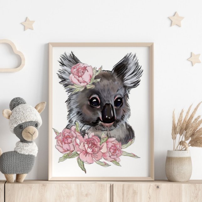 Baby Koala Rose Animal Poster | Wall Print (Von Creator hochgeladen)