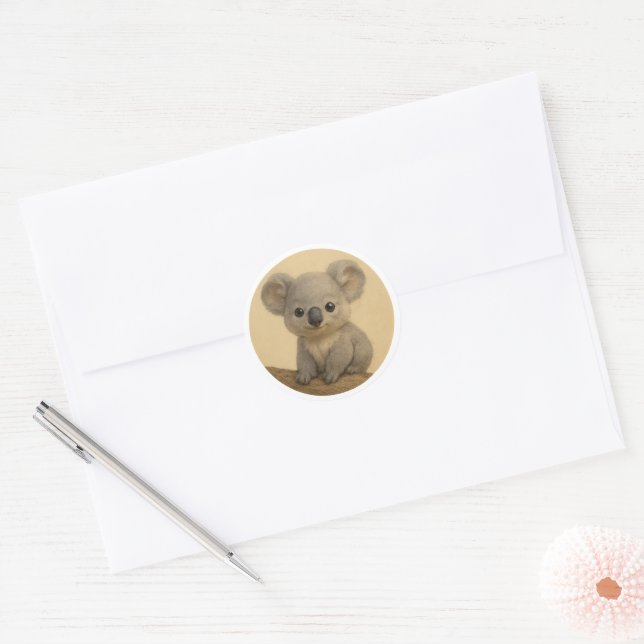 Baby koala runder aufkleber (Umschlag)