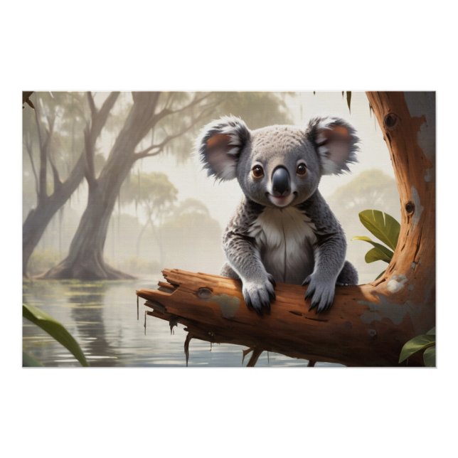 Baby Koala von einem Teich Poster (Vorderseite)