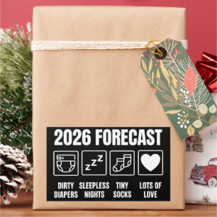 Baby kommt bald 2026 Prognose Baby Shower Lustig  Rechteckiger Aufkleber