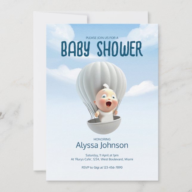 Baby kommt bald an | Einladung der Babydusche (Vorderseite)