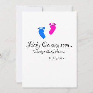 Baby kommt bald Baby Dusche Blue Pink Babyfüße Einladung