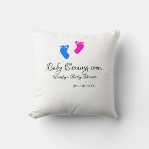 Baby kommt bald Baby Dusche Blue Pink Babyfüße Kissen
