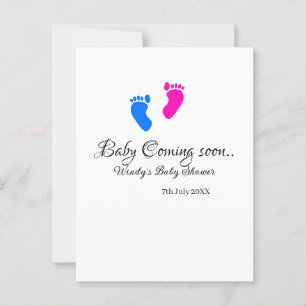 Baby kommt bald Baby Dusche Blue Pink Babyfüße Postkarte