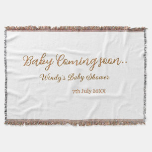 Baby kommt bald Baby-Party braun rosa Namens Trend Decke