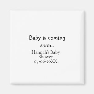 Baby kommt bald Baby-Party Name Datum Schreibmasch Magnet
