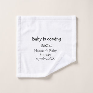 Baby kommt bald Baby-Party Name Datum Schreibmasch Waschlappen