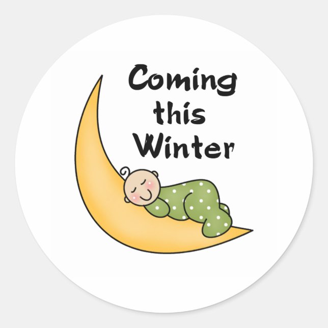 Baby kommt diesen Winter Runder Aufkleber (Vorderseite)
