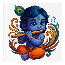 Baby Krishna mit Flute - Peace Vibes | Lebhaftes 3