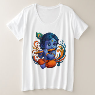 Baby Krishna mit Flute - Peace Vibes | Lebhaftes 3 Große Größe T-Shirt