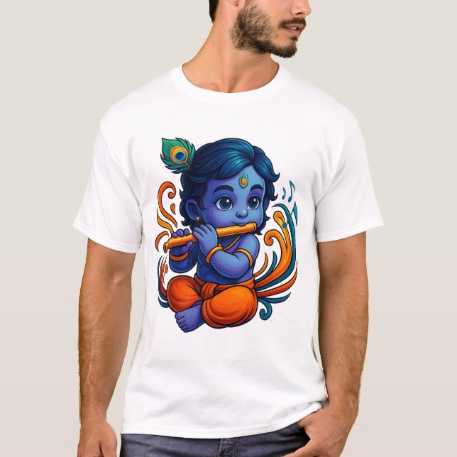 Baby Krishna mit Flute - Peace Vibes | Lebhaftes 3 T-Shirt (Vorderseite)