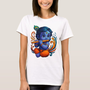 Baby Krishna mit Flute - Peace Vibes Lebhaftes 3 T-Shirt