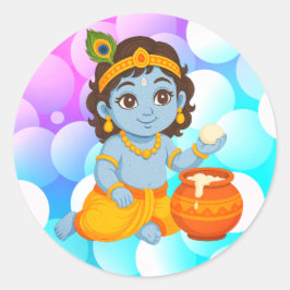 Baby Krishna Runder Aufkleber