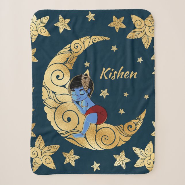 Baby Krishna sleeping on the moon Sherpadecke (Vorderseite)