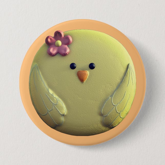 Baby-Küken niedlich gelb und rosa Button (Vorderseite)