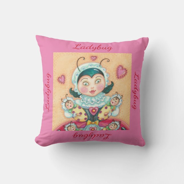 Baby Ladybugs Family THROW PILLOW "LADYBUG" Kissen (Vorderseite)