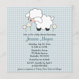 Baby Lamb Baby Shower Einladungen Blue Gingham