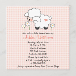 Baby Lamb Baby Shower Einladungen Pink Gingham