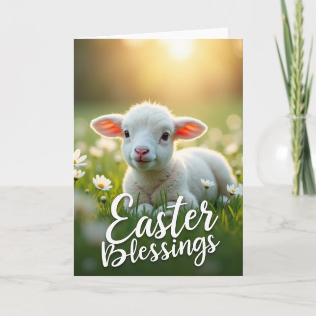 Baby Lamb Easter Blessings Card Karte (Vorderseite)