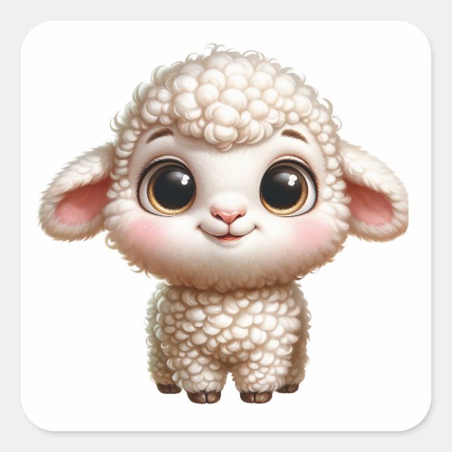 Baby Lamb Quadratischer Aufkleber (Vorderseite)