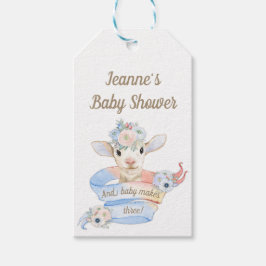 Baby Lamb rosa blaues Geschlecht neutrale Anzeige Geschenkanhänger