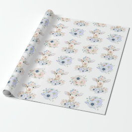 Baby Lamb rosa blaues Geschlecht neutrale Anzeige Geschenkpapier