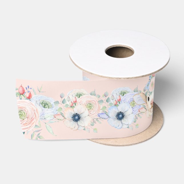 Baby Lamb rosa blaues Geschlecht neutrale Anzeige Satinband (Spule)