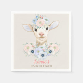 Baby Lamb rosa blaues Geschlecht neutrale Anzeige Serviette