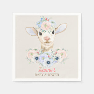 Baby Lamb rosa blaues Geschlecht neutrale Anzeige Serviette