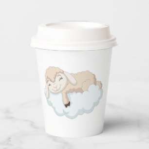 Baby Lamb Schlafen auf einer Wolke Pappbecher