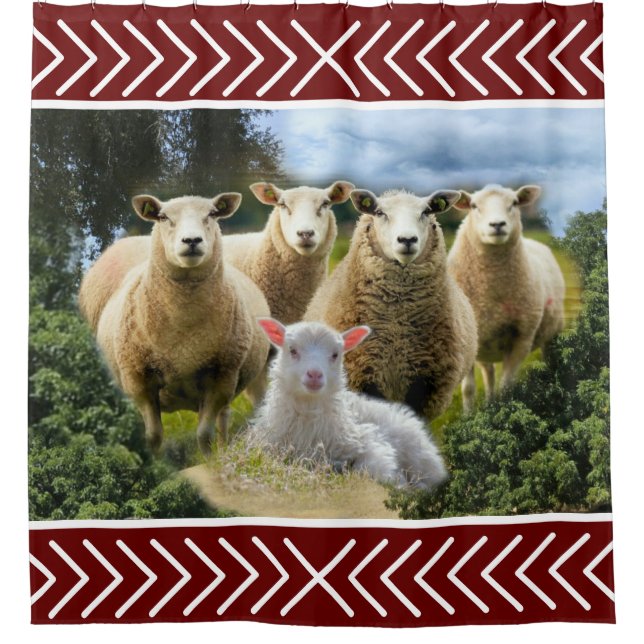Baby Lamb Sheep Herd Flock Duschvorhang (Vorderseite)